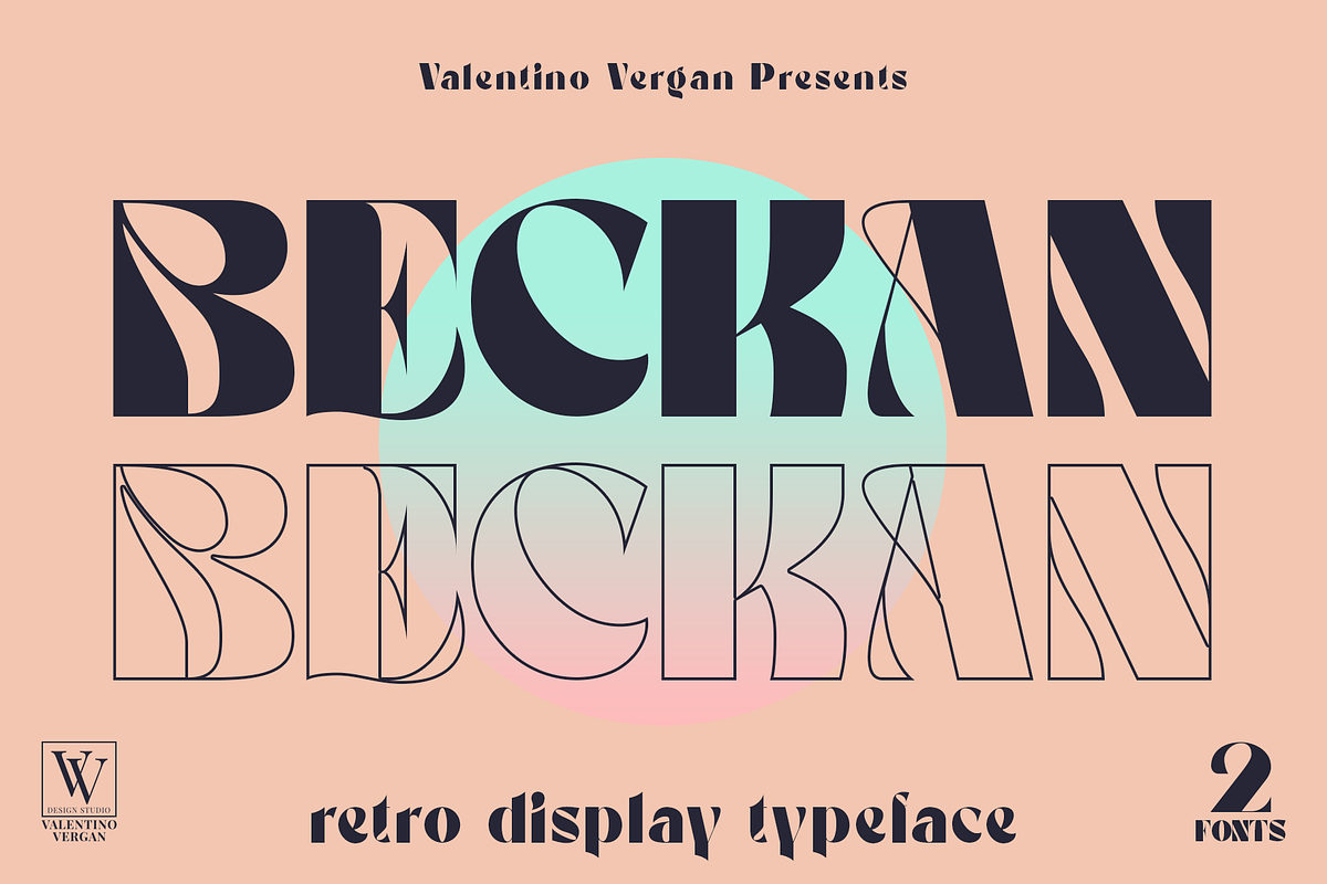 Beckan - Retro Typeface, a Font by Valentino Vergan (Photo 1 of 10)