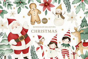 Watercolor Whimsical Christmas Set, a Decorative Illustration by Carol Lozove