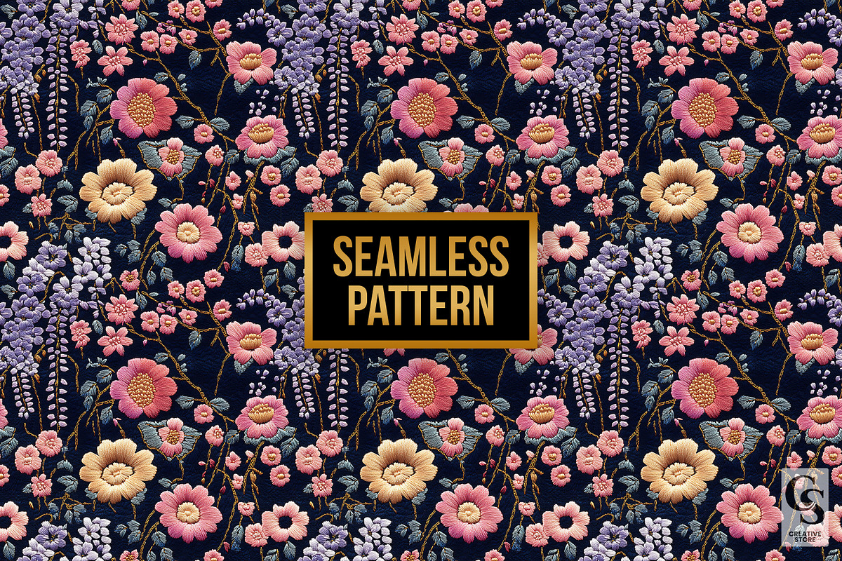 Japanese Floral Embroidery Pattern, a Pattern Graphic by Creative Store (Photo 4 of 5)