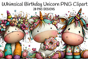 Whimsical Birthday Unicorn PNG Clipa, an Illustration by Daily.Designs (Thumbnail 1 of 7)