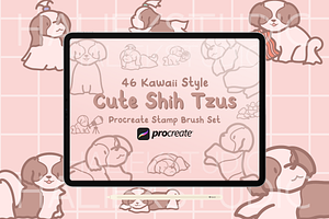 Cute Shih Tzus Procreate Stamps