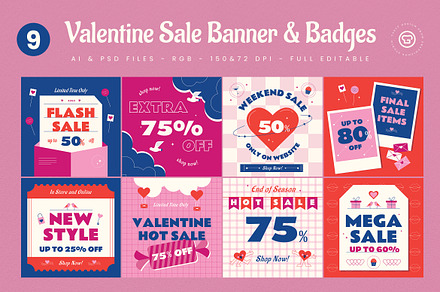 Valentine Sale Banner, an UI Kit Template by graphicook