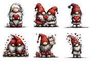 Whimsical Valentine Gnome Clipart, an Illustration by SinaCreation (Thumbnail 3 of 10)