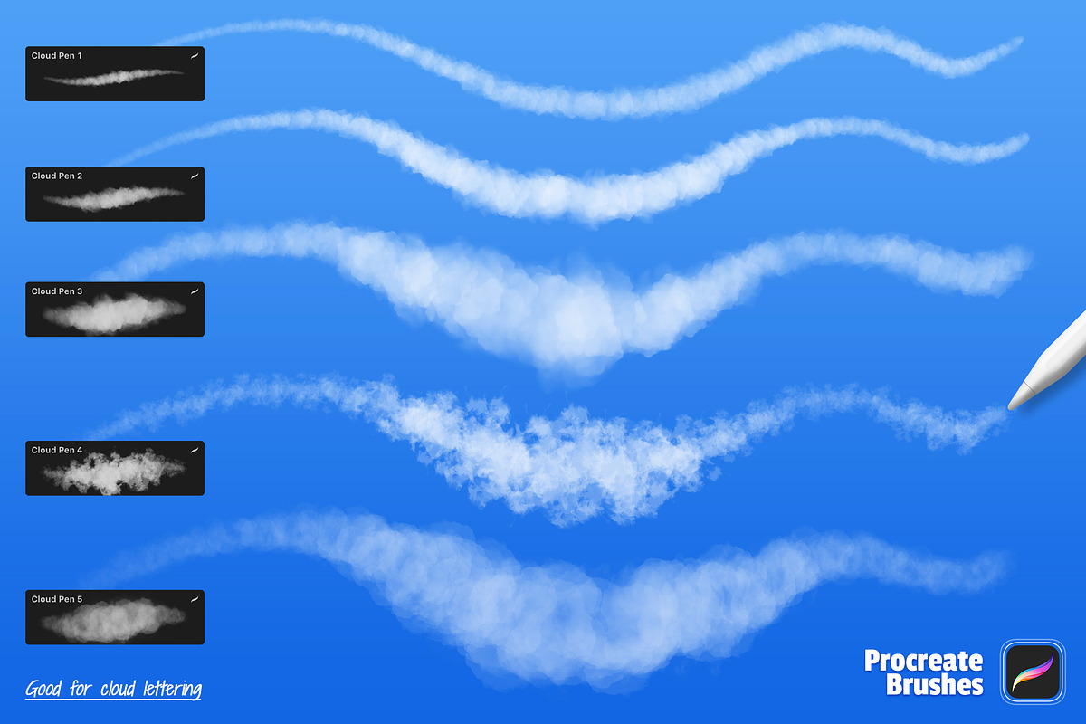 Clouds Procreate Brushes, a Brush Add-On by Andrew Skoch Design (Photo 2 of 10)