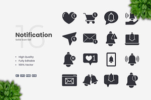 Notification Solid Icons, an Icon by Upnowgraphic