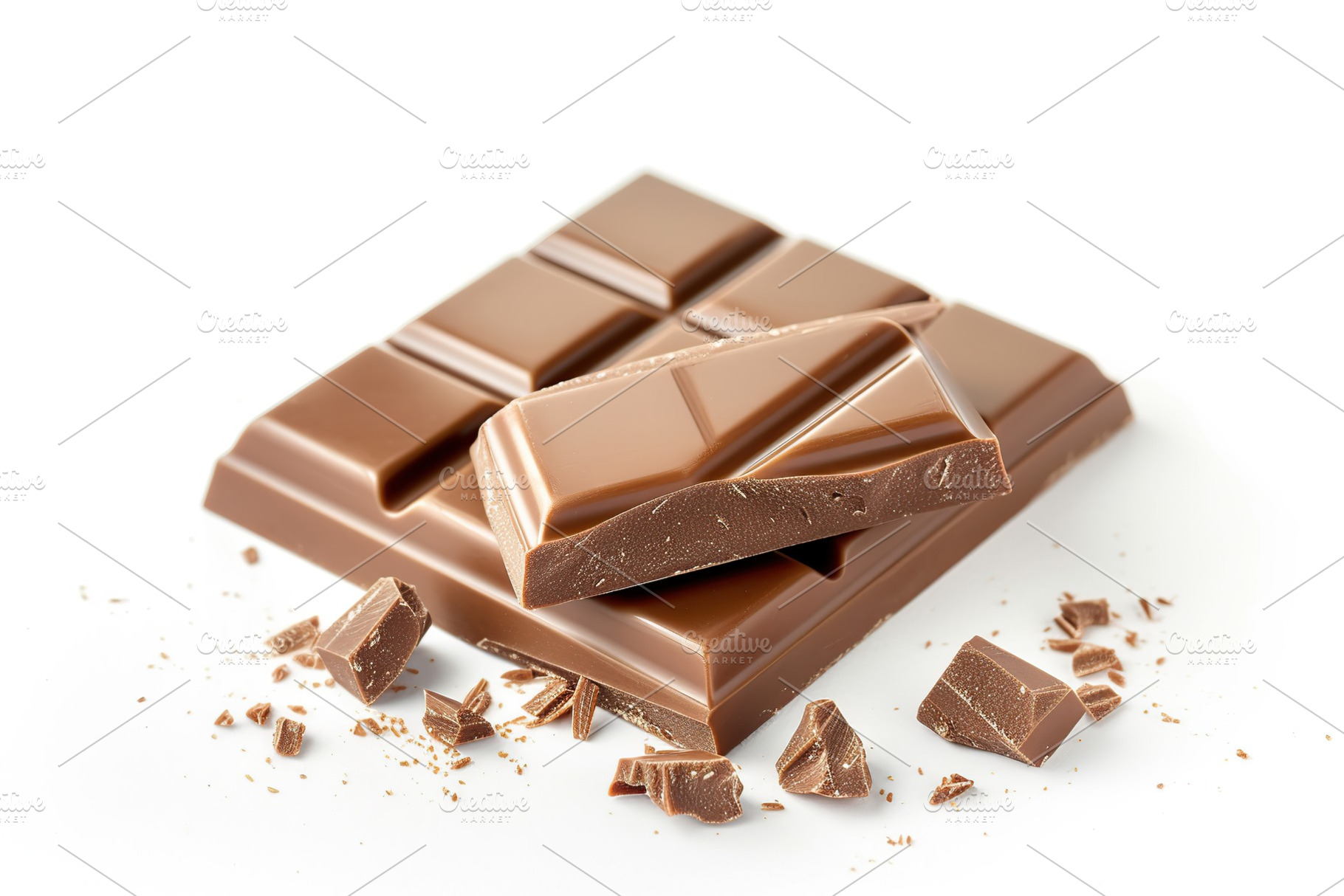 Milk chocolate bar on white background, a Food & Drink Photo by AlyaAnd