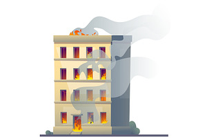 Severe fire in apartment building, an Object Illustration by Vectorbuum
