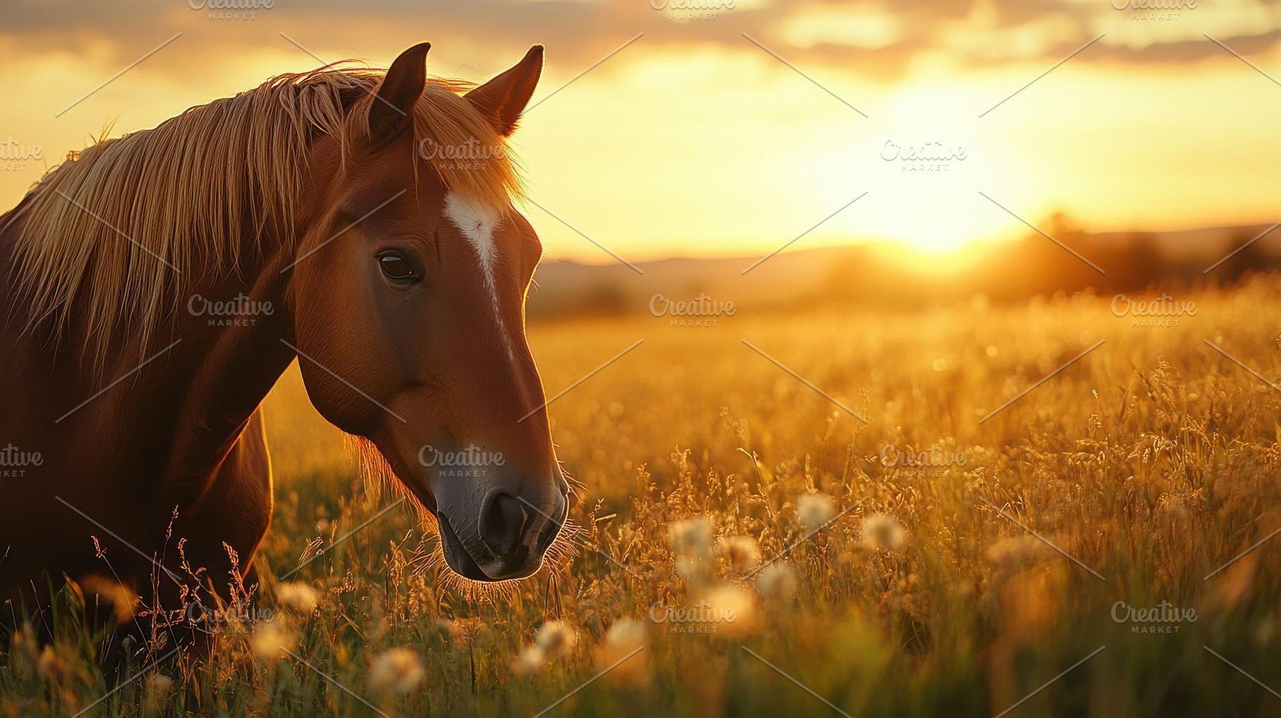 Horse portrait at sunset. The horse, an Animal Photo by Pixeness Studio
