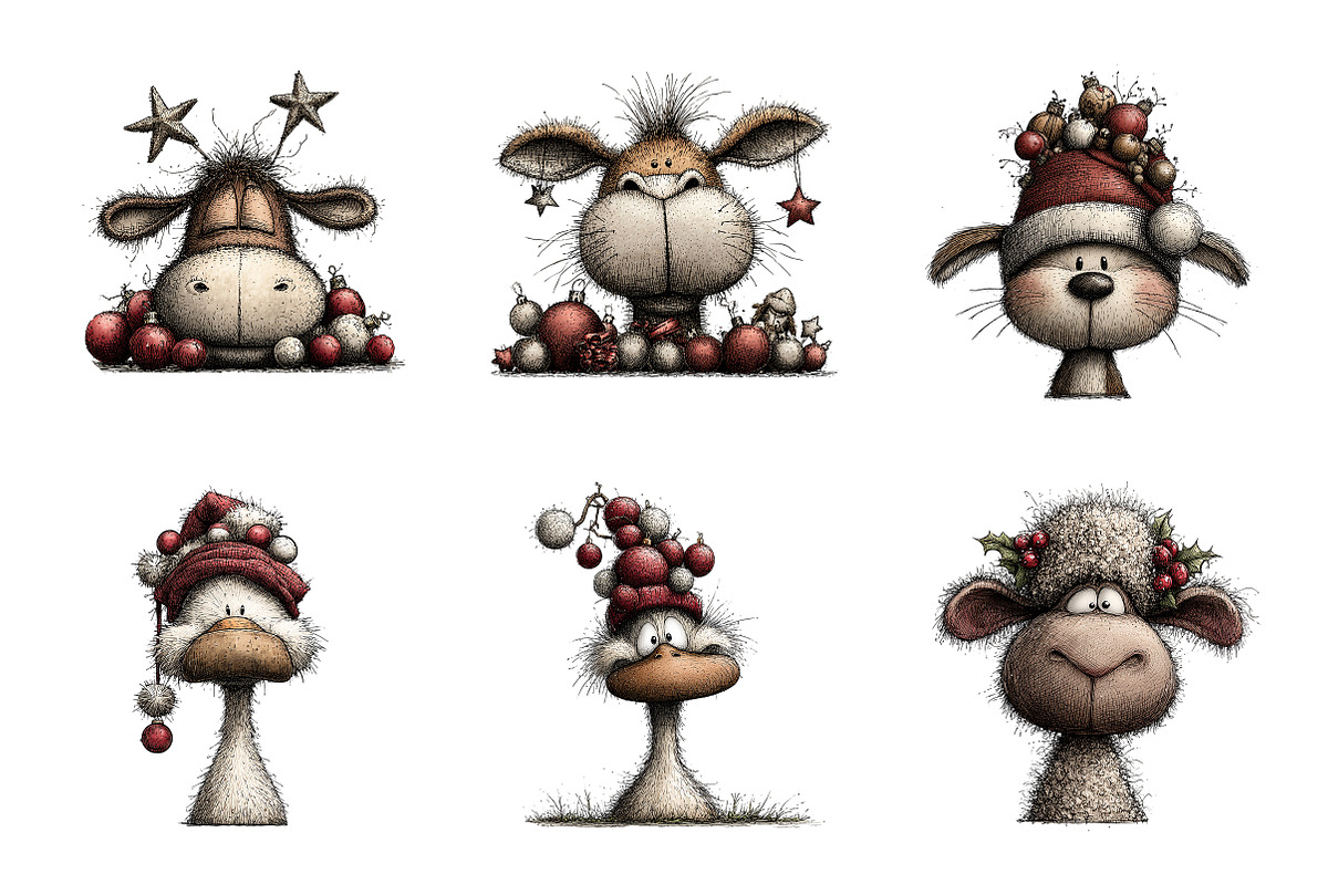 Cute Animals Christmas Clipart, a Transportation Illustration by SinaCreation (Photo 2 of 7)