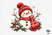 Christmas Snowman PNG Design, a Seasonal Illustration by Craft Nest (Thumbnail 1 of 6)