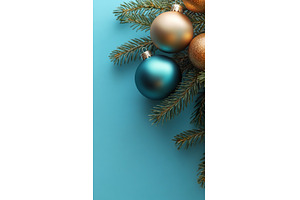 Golden and teal christmas ornaments, a Holiday Photo by Lermont51