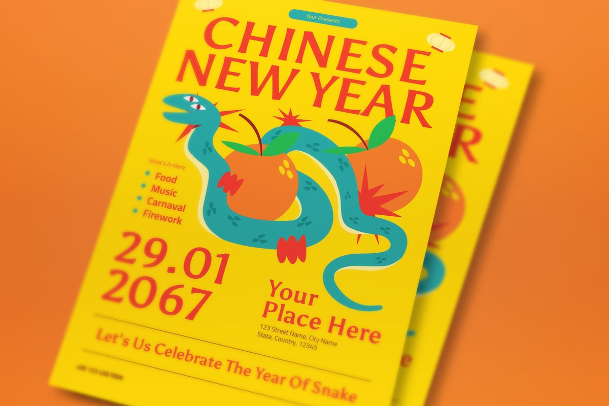 Yellow Chinese New Year Flyer Set, a Flyer Template by graphicook (Photo 2 of 3)