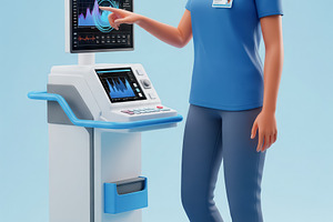 nurse working with a digital monito, a Health & Medical Photo by angellodeco