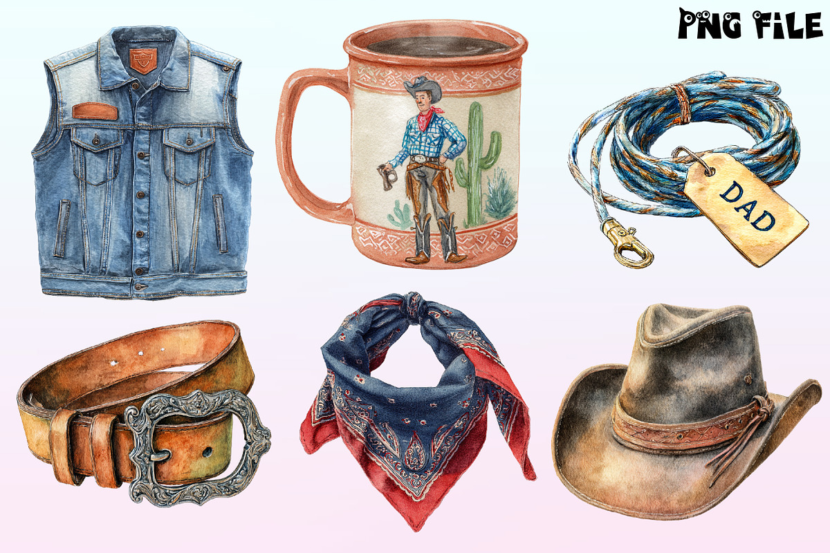 Retro Cowboy Dad Clipart PNG, a Graphic by CitraGraphics (Photo 3 of 4)