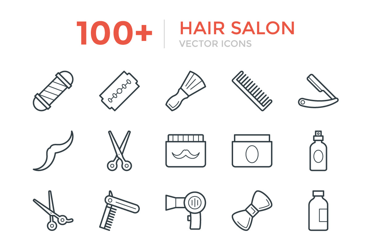 100+ Hair Salon Vector Icons, an Outline Icon by Vectors Market (Photo 1 of 3)