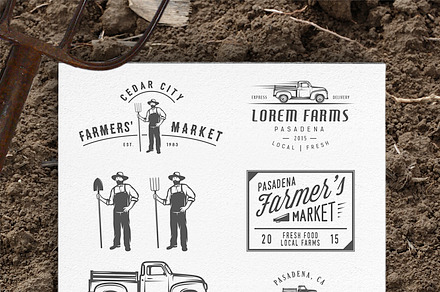 Set of farming design elements