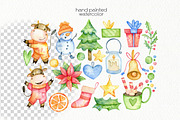 Watercolor Christmas Bulls Clipart, a Decorative Illustration by OllyKo Art (Thumbnail 2 of 8)