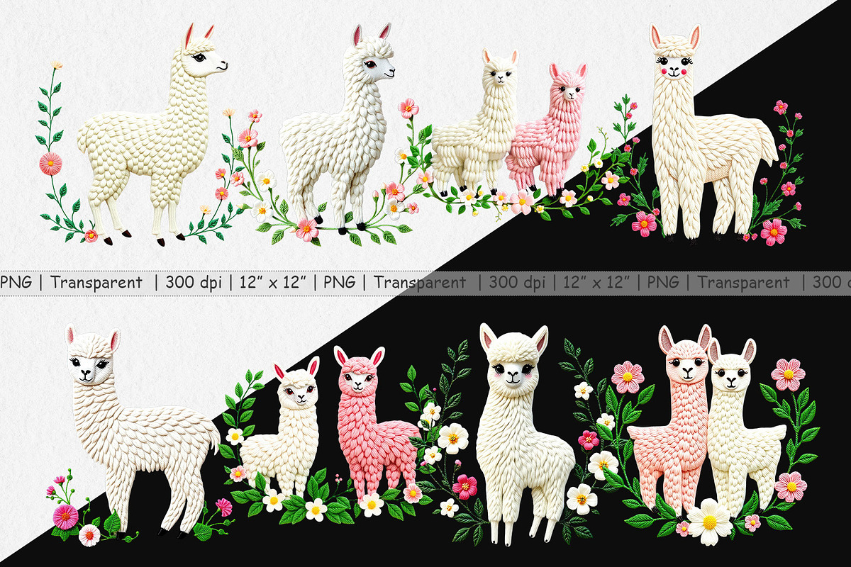 Alpaca Embroidery Clipart, a Graphic by Artnoy (Photo 2 of 5)