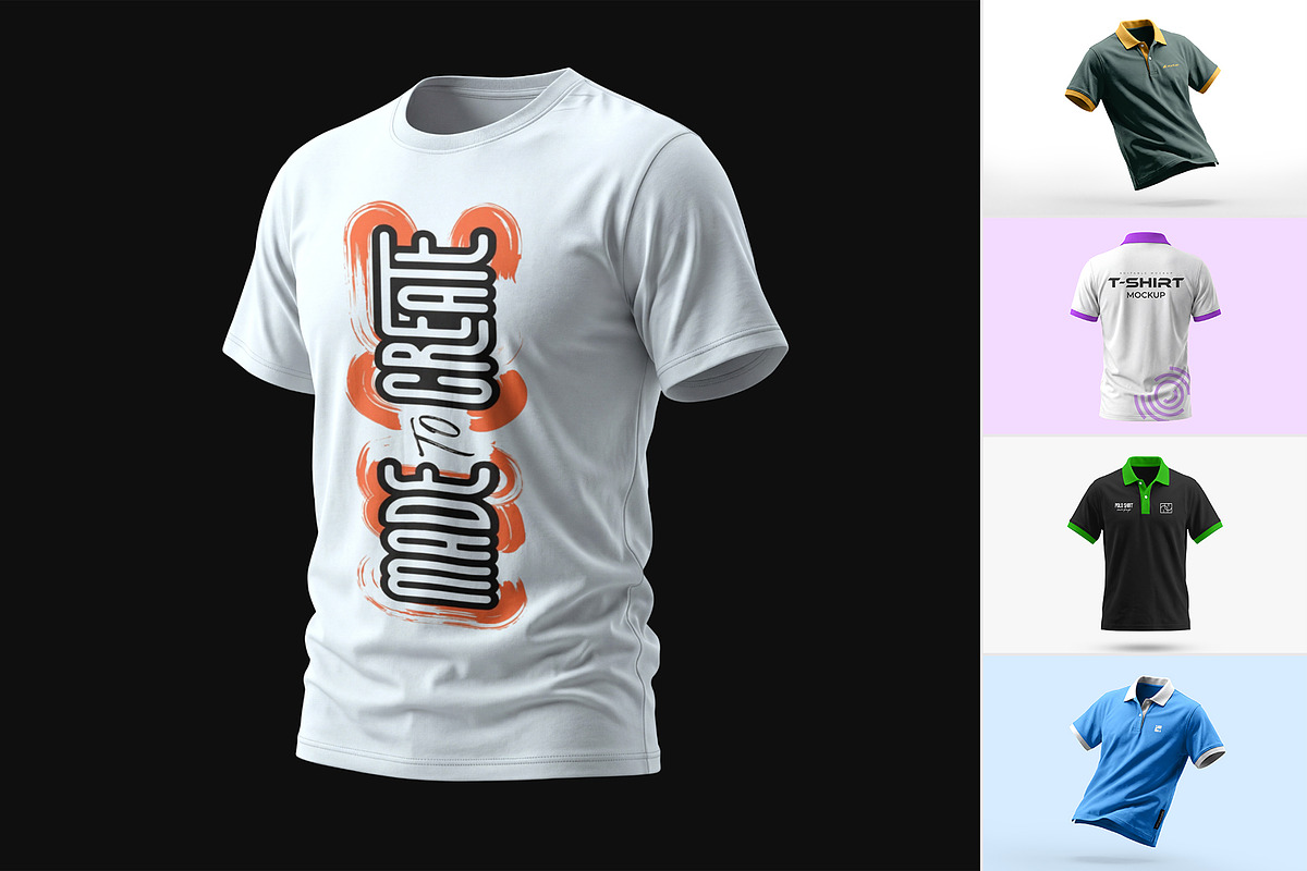 Polo & Crew Neck T-Shirt Mockup Set, a Shirt Mockup by graphypix (Photo 2 of 14)