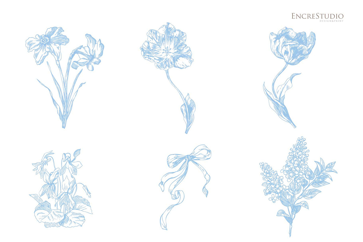 Spring Toile Pattern & Elements, a Pattern Graphic by Encre Studio (Photo 3 of 7)