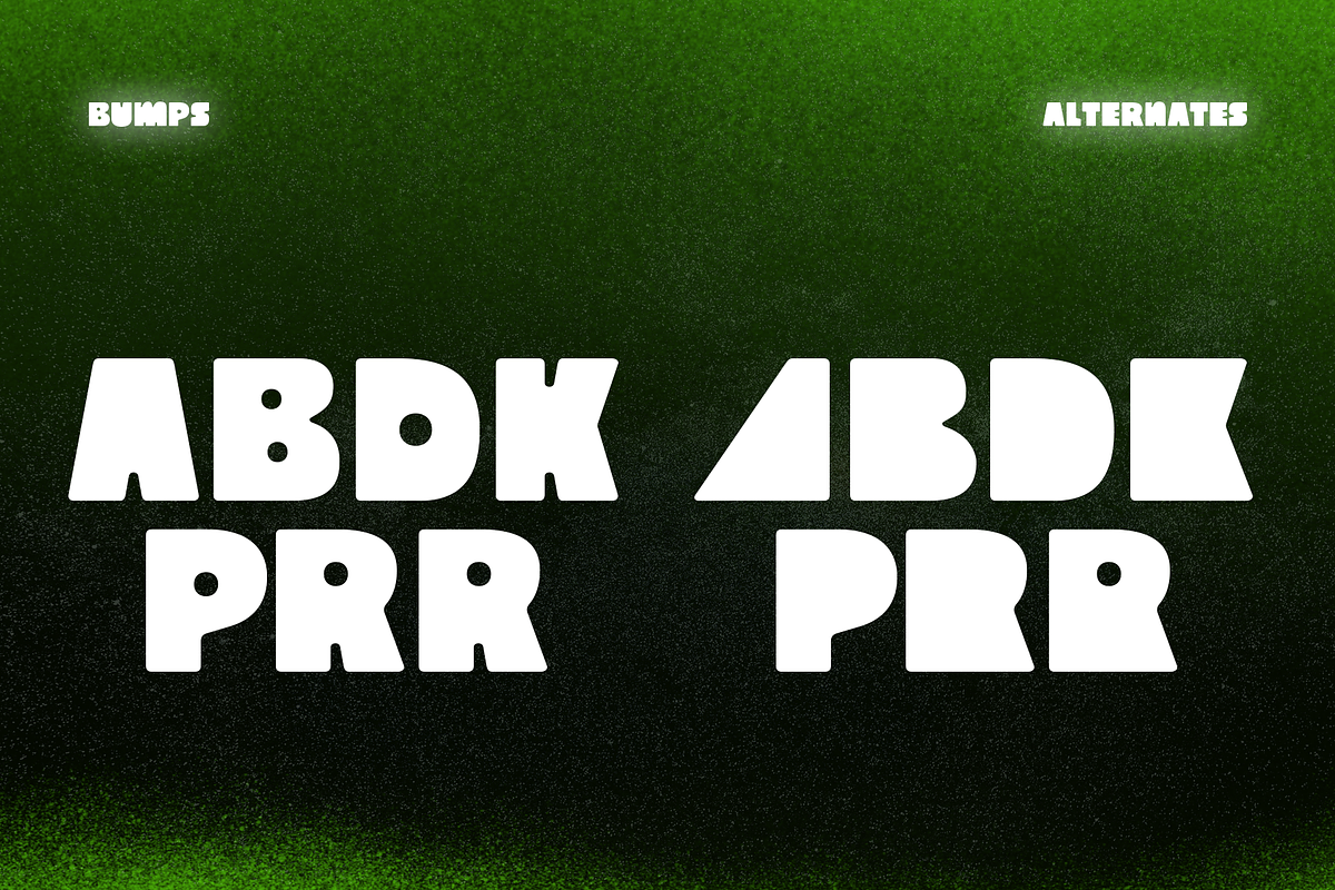 Bumps – Space Poster Display Font, a Sans Serif Font by Drizy (Photo 5 of 8)