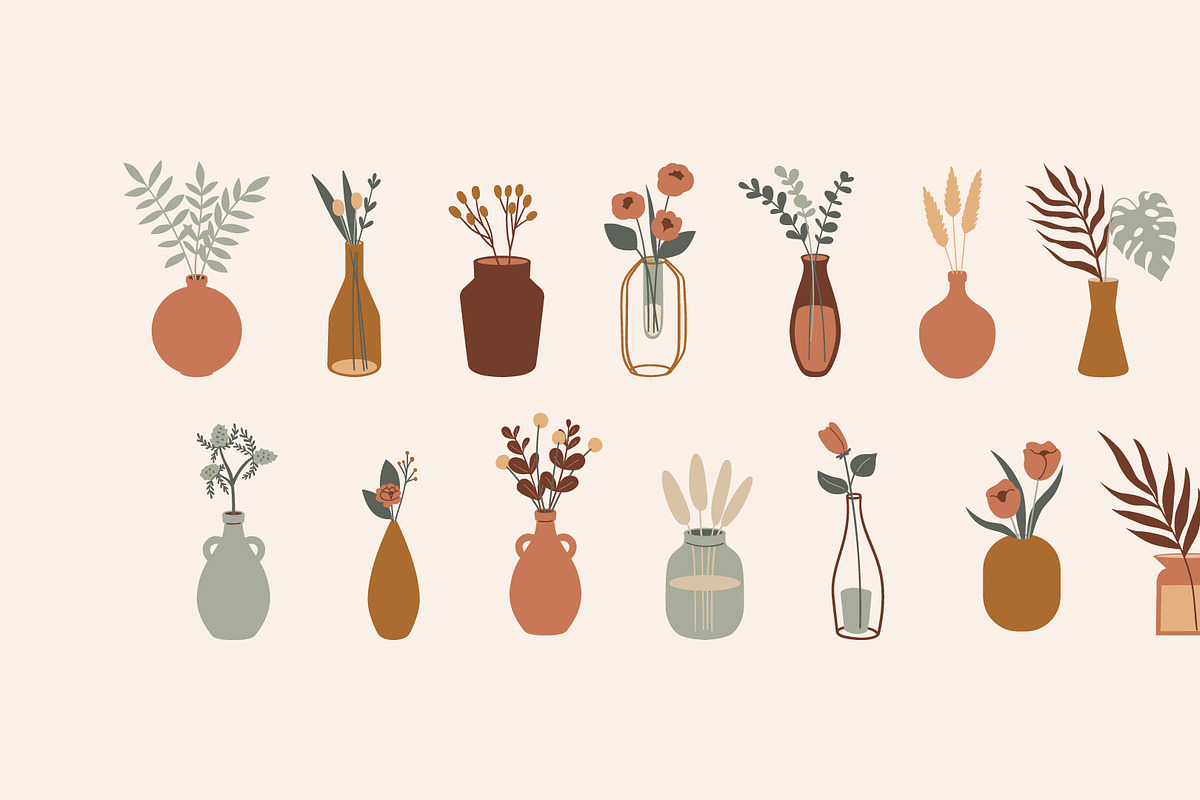15 Vases & Flowers Set, a Decorative Illustration by helenreveur (Photo 2 of 2)