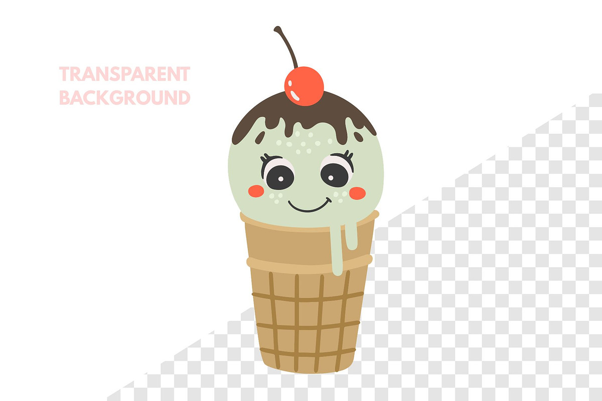 Cute Ice Cream Illustration, a Food Illustration by ⋒DesignECShop⋒ (Photo 2 of 3)