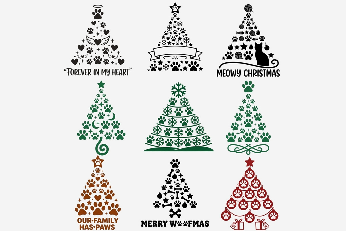 Christmas Paw Print PNG Bundle, a Seasonal Illustration by Tanya Kart (Photo 6 of 9)