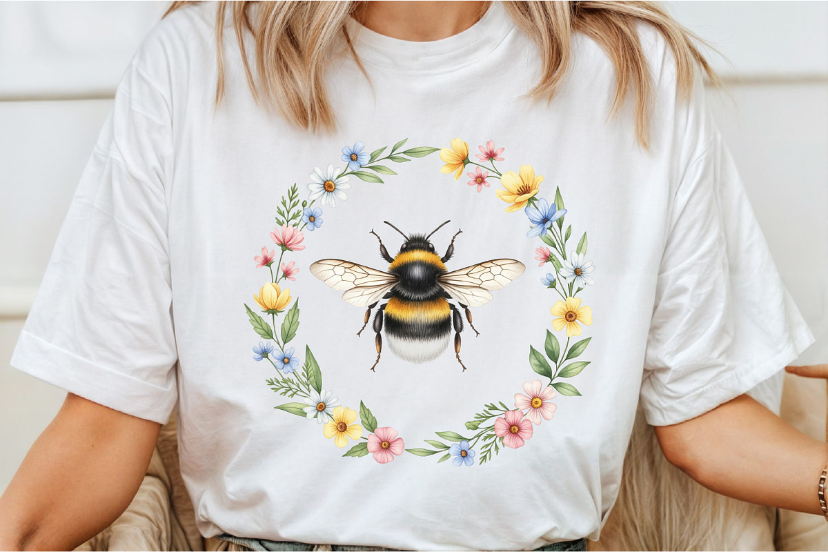 Whimsical Honey Bee with Floral PNG, an Illustration by Libby Wishes (Photo 2 of 6)
