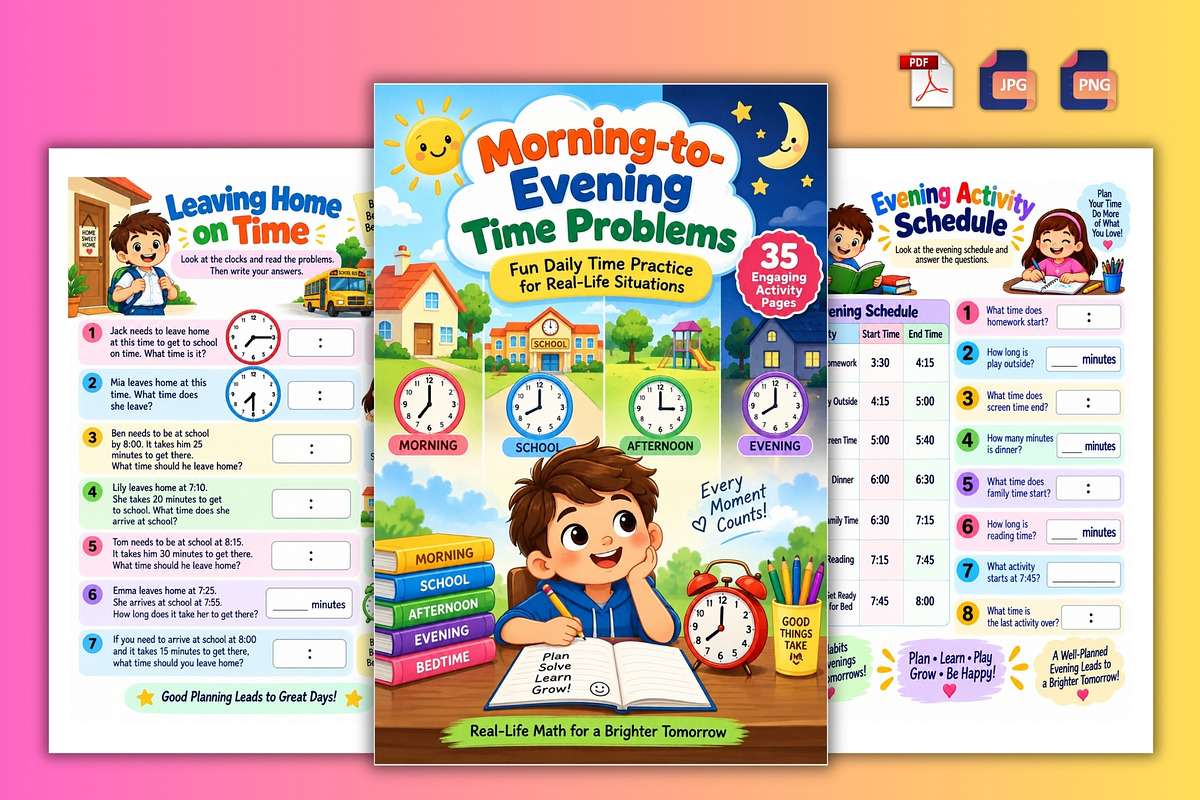 Morning-to-Evening Time Problems, a Stationery Template by Designmela01 (Photo 3 of 6)