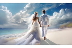 A couple dressed in wedding attire, a Nature Photo by Igor Tichonow