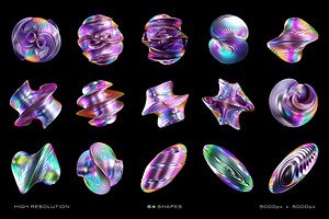 3D Iridescent - 64 Illustrations