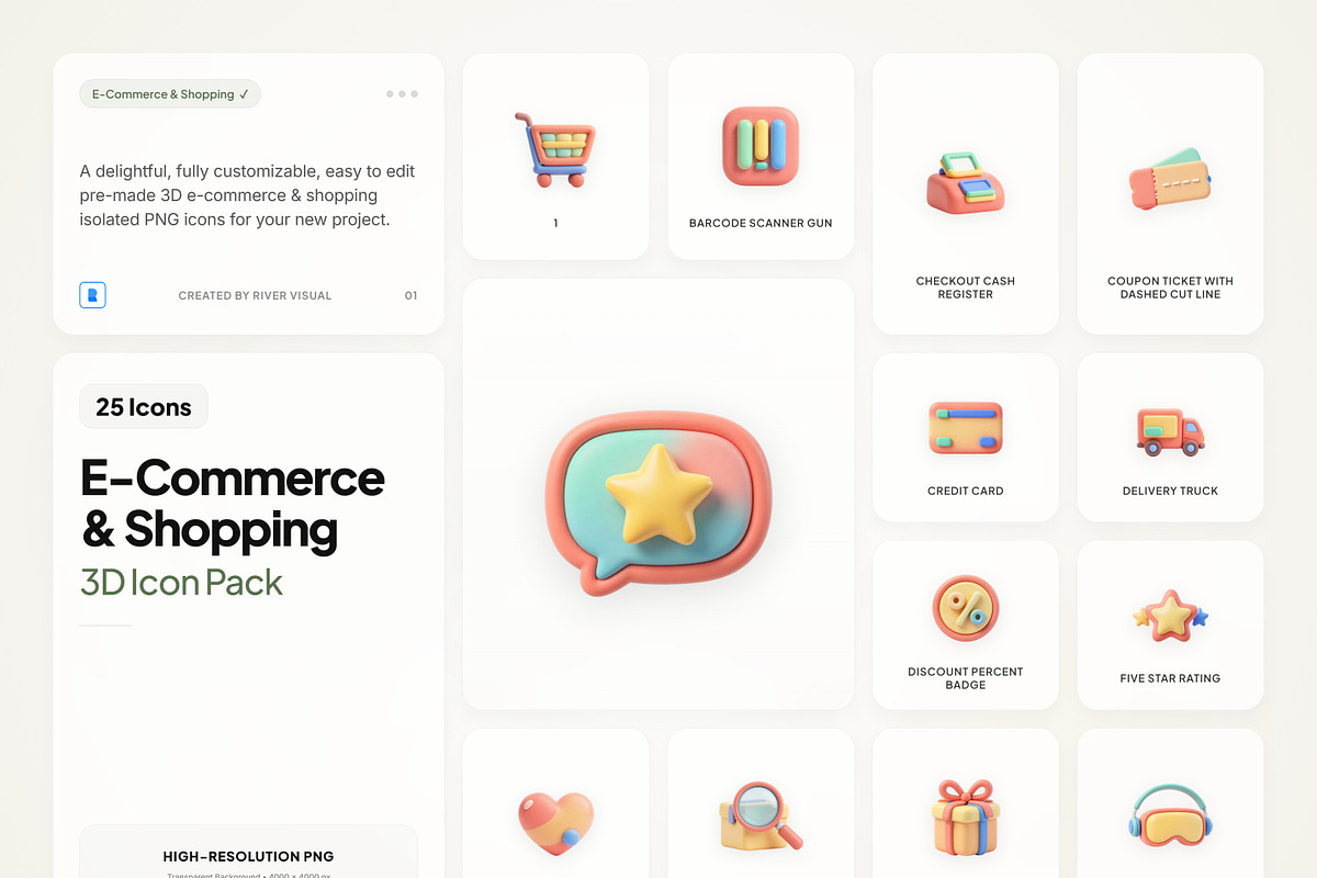 3D E-Commerce Icons, an Emoji Icon by River Visual (Photo 1 of 5)