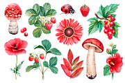 Red summer nature illustrations kit, a Texture Illustration by Sundra (Thumbnail 1 of 7)