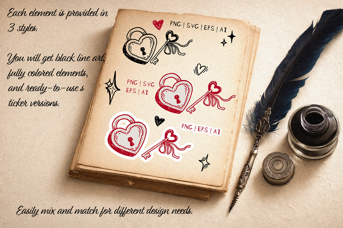 Love Letters Hand Drawn Vector Set, a Graphic by Nadya Saen Art (Photo 5 of 7)