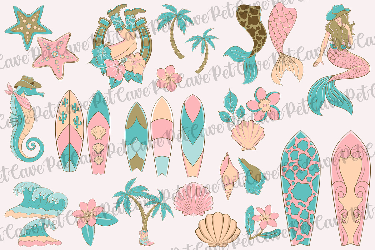 Coastal Cowgirl Clipart PNG Set, an Illustration by Pet Cave (Photo 2 of 5)