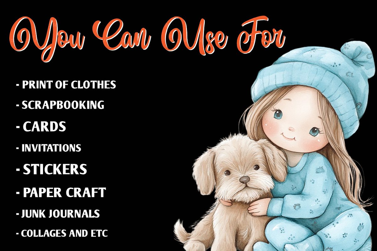 Little Girl and Dog Clipart, an Illustration by CreationArt (Photo 5 of 9)