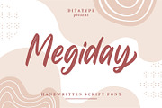 Megiday, a Script Font by Ditatype (Thumbnail 1 of 8)