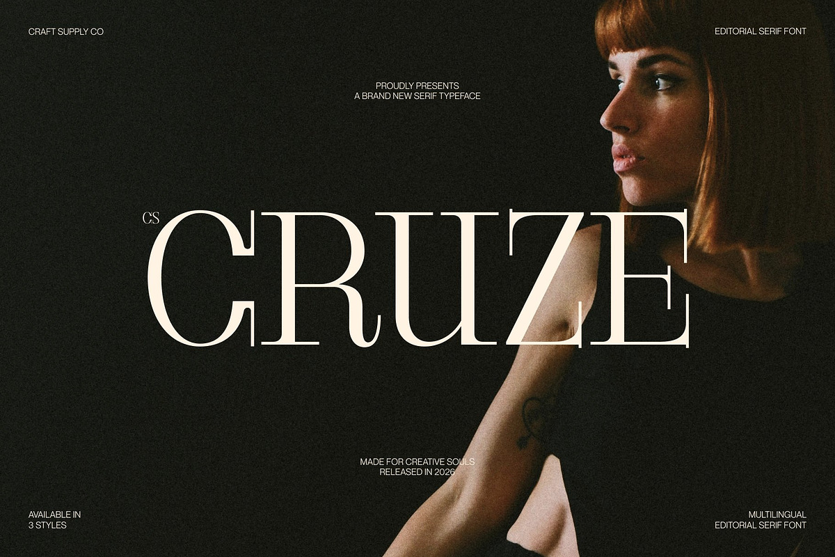 CS Cruze – Editorial Serif Font, a Serif Font by Craft Supply Co. (Photo 1 of 8)