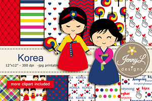 Korea Digital Papers And Clipart