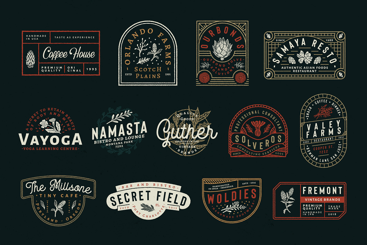 50+ Hand Drawn Floral Logo & Badges, a Branding & Logo Template by Wortfice (Photo 5 of 9)