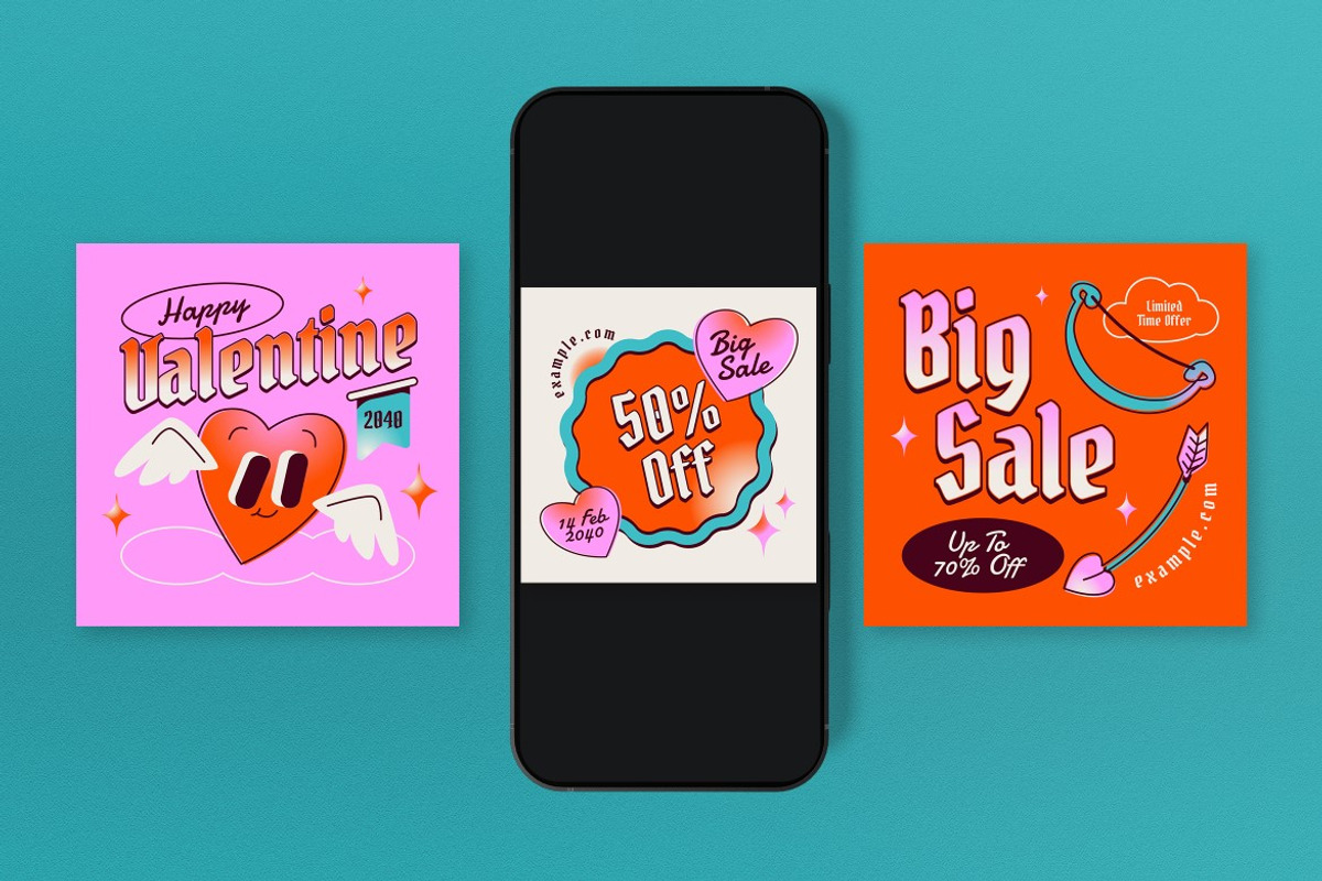 Pink Quirky Valentine Sale Banner, an UI Kit Template by graphicook (Photo 2 of 4)