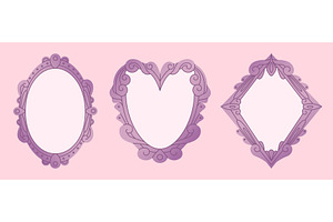 Antique purple mirror frames set, an Illustration by art PVP - market