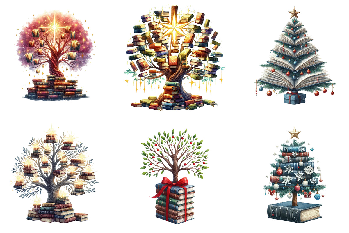 Christmas Books Tree Clipart, an Illustration by DreamArtGraphic (Photo 4 of 6)