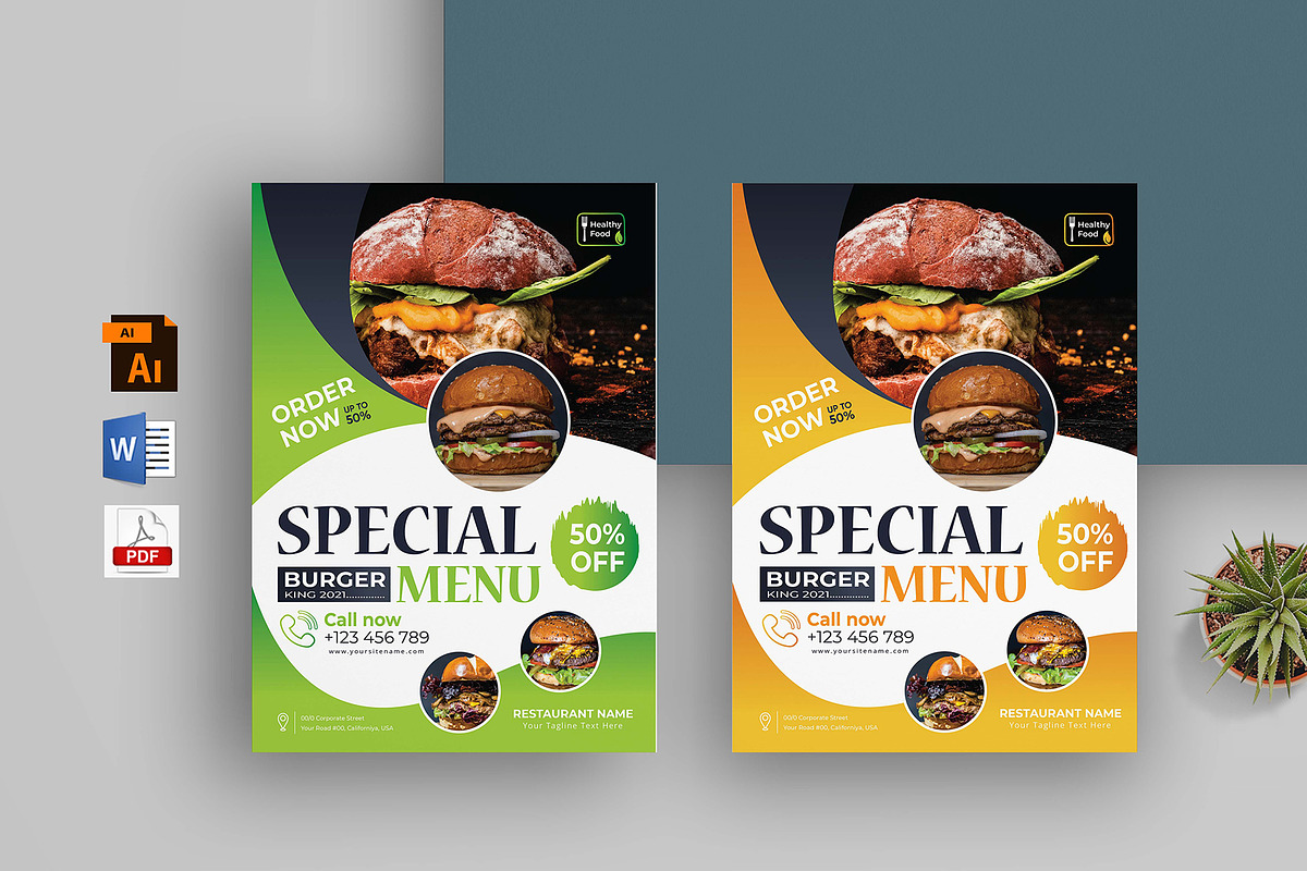 Special Burger Menu Template, a Flyer Template by obayes (Photo 1 of 4)
