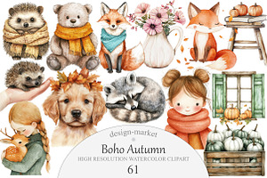 Boho Autumn Clipart, an Illustration by Design Market