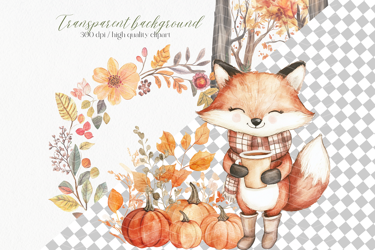Whimsical Woodland Clipart Fall, an Animal Illustration by ClipArtCharm (Photo 6 of 6)