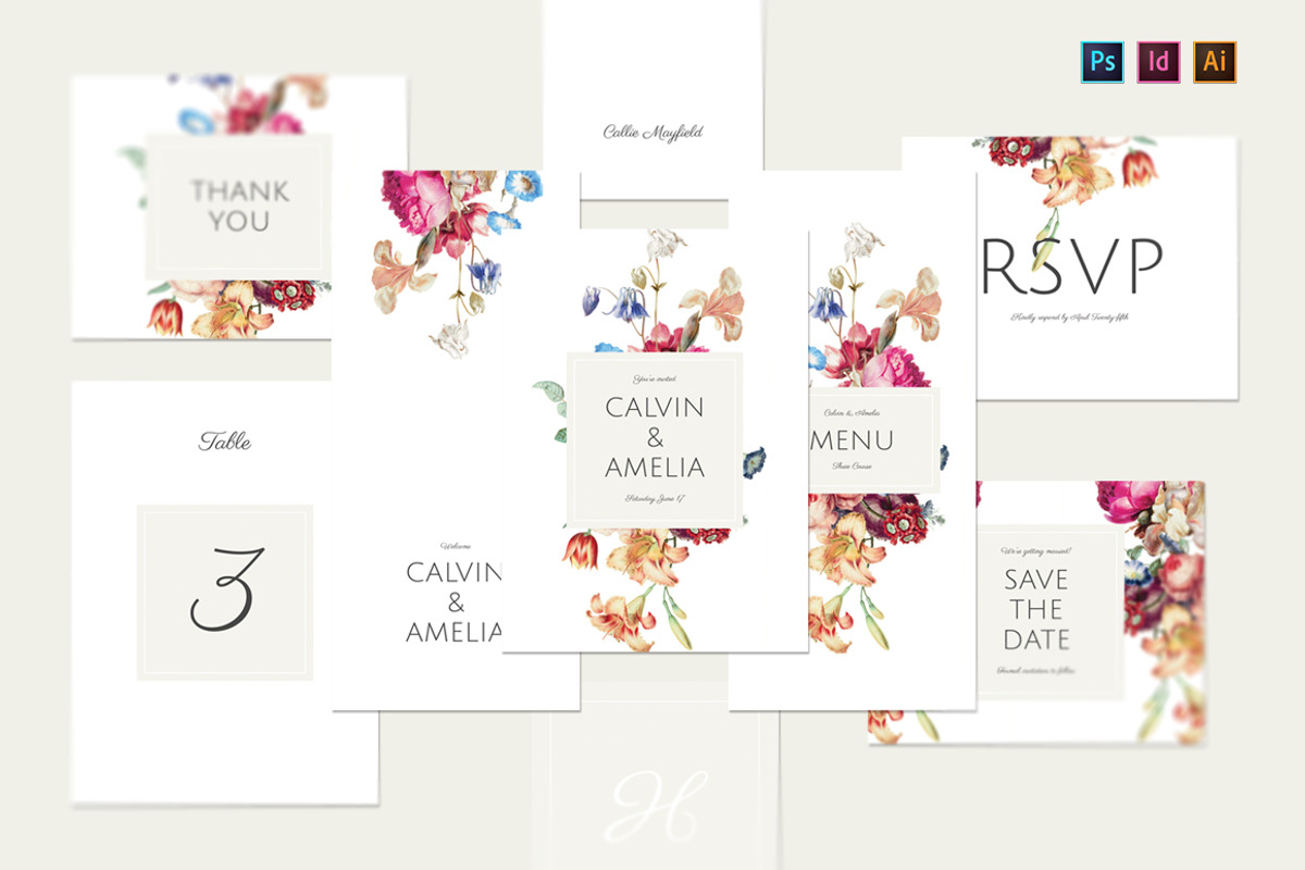 Vintage Garden Wedding Invite Suite, an Invitation Template by Prixel Creative (Photo 2 of 8)