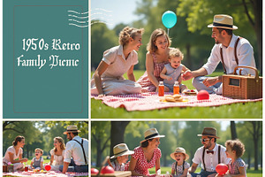 4 Vintage Picnic Photo Pack, a Person Photo by adenpinkstore