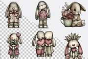 Whimsical Valentine Bunny Clipart, an Illustration by SVGArt (Thumbnail 2 of 7)
